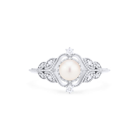 [Adeline] Vintage Rose Ring in Akoya Pearl Women's Ring michelliafinejewelry   