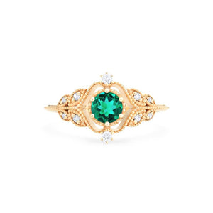 [Adeline] Ready-to-Ship Vintage Rose Ring in Lab Emerald Women's Ring michelliafinejewelry   