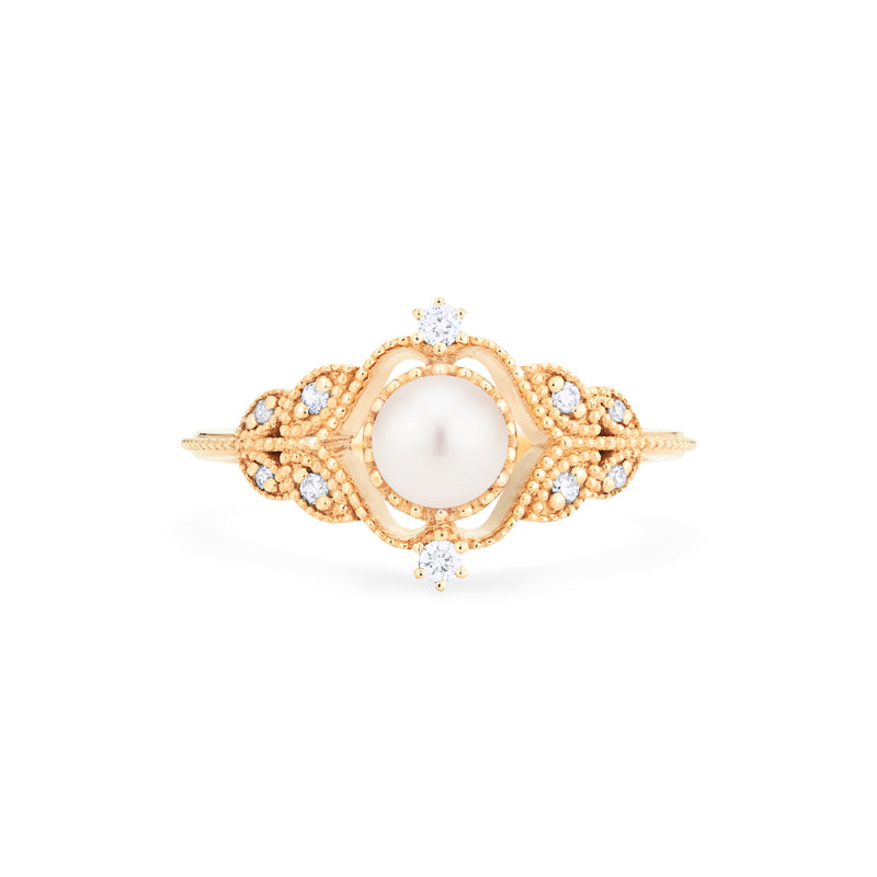 [Adeline] Ready-to-Ship Vintage Rose Ring in Akoya Pearl Women's Ring michelliafinejewelry   