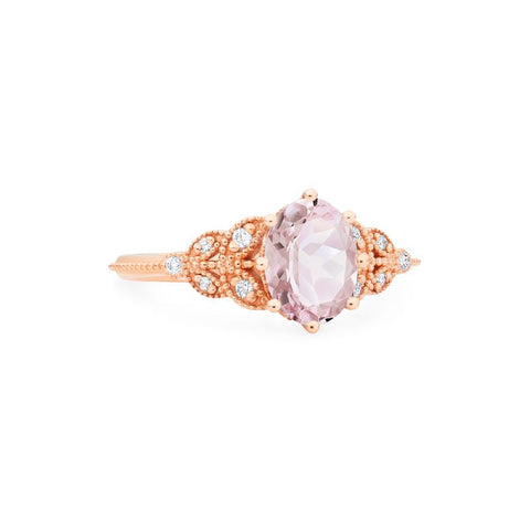 [Olivia] Classic Floral Oval Engagement Ring in Morganite Women's Ring michelliafinejewelry