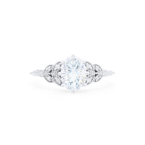 [Olivia] Classic Floral Oval Engagement Ring in Diamond / Moissanite Women's Ring michelliafinejewelry   