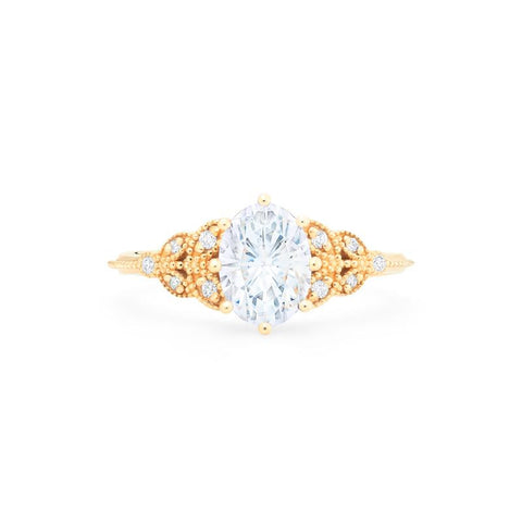 [Olivia] Classic Floral Oval Engagement Ring in Diamond / Moissanite Women's Ring michelliafinejewelry   