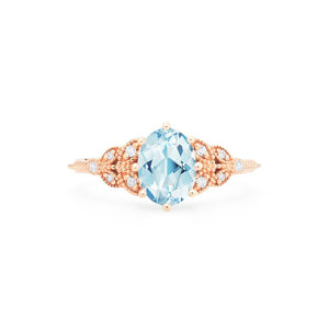 [Olivia] Classic Floral Oval Cut Ring in Aquamarine Women's Ring michelliafinejewelry   