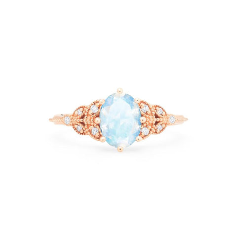 [Olivia] Classic Floral Oval Engagement Ring in Moonstone Women's Ring michelliafinejewelry