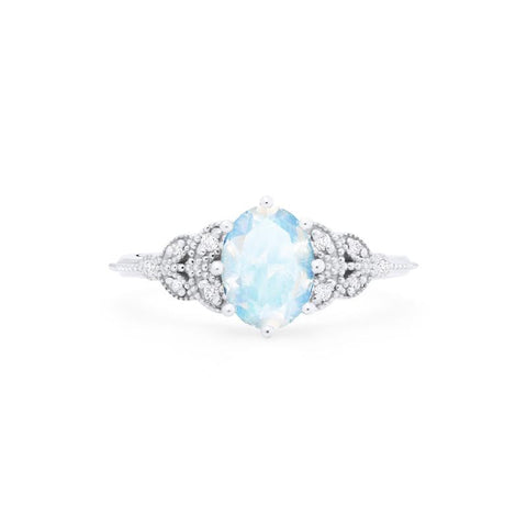 [Olivia] Classic Floral Oval Engagement Ring in Moonstone Women's Ring michelliafinejewelry
