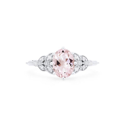 [Olivia] Classic Floral Oval Engagement Ring in Morganite Women's Ring michelliafinejewelry