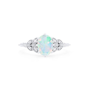 [Olivia] Ready-to-Ship Classic Floral Oval Cut Ring in Opal Women's Ring michelliafinejewelry   