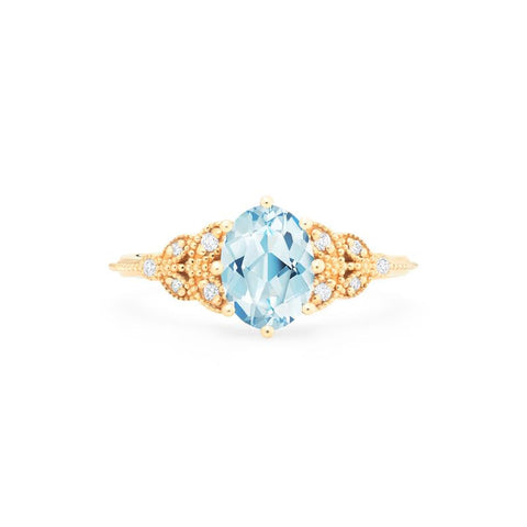 [Olivia] Classic Floral Oval Cut Ring in Aquamarine Women's Ring michelliafinejewelry   