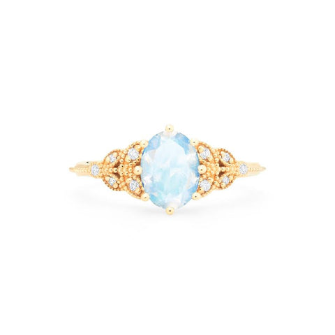 [Olivia] Classic Floral Oval Engagement Ring in Moonstone Women's Ring michelliafinejewelry