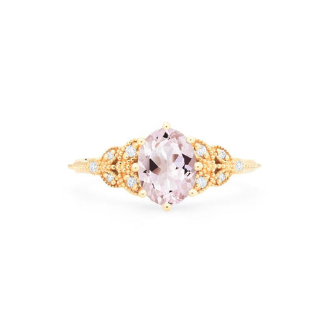 [Olivia] Classic Floral Oval Engagement Ring in Morganite Women's Ring michelliafinejewelry