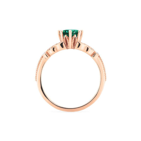 [Olivia] Classic Floral Oval Engagement Ring in Lab Emerald Women's Ring michelliafinejewelry   