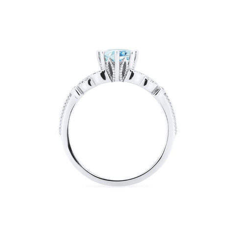 [Olivia] Classic Floral Oval Cut Ring in Aquamarine Women's Ring michelliafinejewelry   