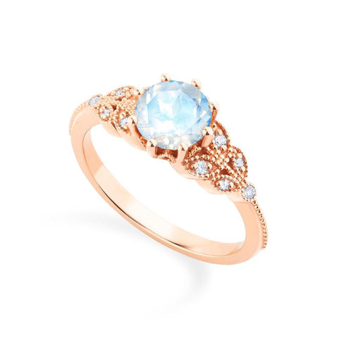 [Kerensa] Classic Floral Engagement Ring in Moonstone Women's Ring michelliafinejewelry