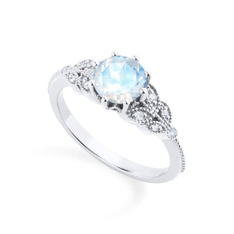 [Kerensa] Classic Floral Engagement Ring in Moonstone Women's Ring michelliafinejewelry