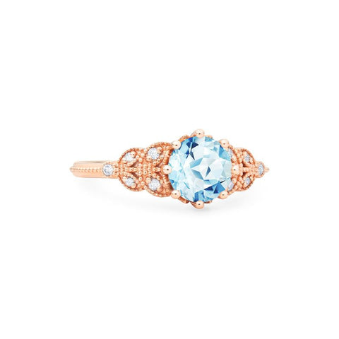 [Kerensa] Classic Floral Engagement Ring in Aquamarine Women's Ring michelliafinejewelry