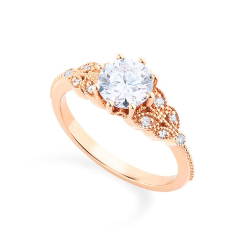 [Kerensa] Classic Floral Engagement Ring in Diamond / Moissanite Women's Ring michelliafinejewelry   
