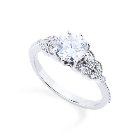 [Kerensa] Classic Floral Engagement Ring in Diamond / Moissanite Women's Ring michelliafinejewelry   