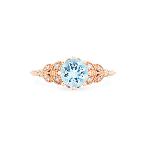 [Kerensa] Classic Floral Engagement Ring in Aquamarine Women's Ring michelliafinejewelry