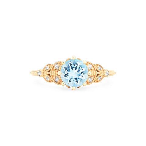 [Kerensa] Classic Floral Engagement Ring in Aquamarine Women's Ring michelliafinejewelry