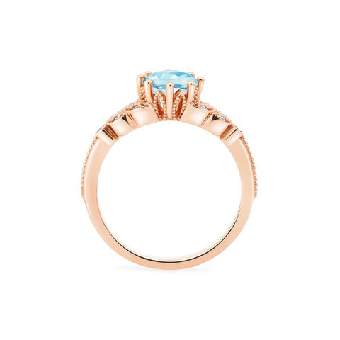 [Kerensa] Classic Floral Engagement Ring in Aquamarine Women's Ring michelliafinejewelry