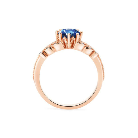 [Kerensa] Classic Floral Engagement Ring in Lab Blue Sapphire Women's Ring michelliafinejewelry
