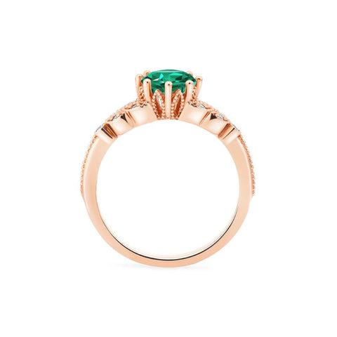 [Kerensa] Classic Floral Engagement Ring in Lab Emerald Women's Ring michelliafinejewelry