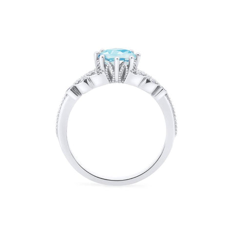 [Kerensa] Classic Floral Engagement Ring in Aquamarine Women's Ring michelliafinejewelry