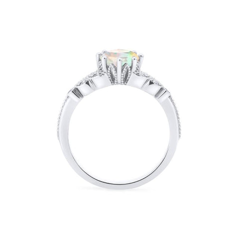 [Kerensa] Classic Floral Engagement Ring in Opal Women's Ring michelliafinejewelry