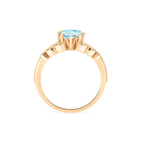 [Kerensa] Classic Floral Engagement Ring in Aquamarine Women's Ring michelliafinejewelry