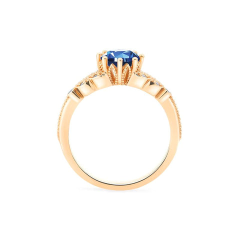 [Kerensa] Classic Floral Engagement Ring in Lab Blue Sapphire Women's Ring michelliafinejewelry