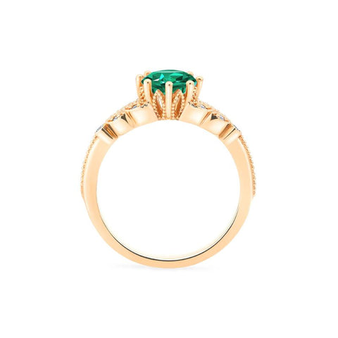 [Kerensa] Classic Floral Engagement Ring in Lab Emerald Women's Ring michelliafinejewelry