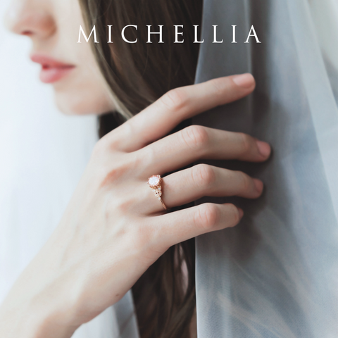 [Kerensa] Classic Floral Engagement Ring in Morganite Women's Ring michelliafinejewelry