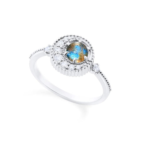 [Luna] Crescent Moon Ring in Labradorite Women's Ring michelliafinejewelry   