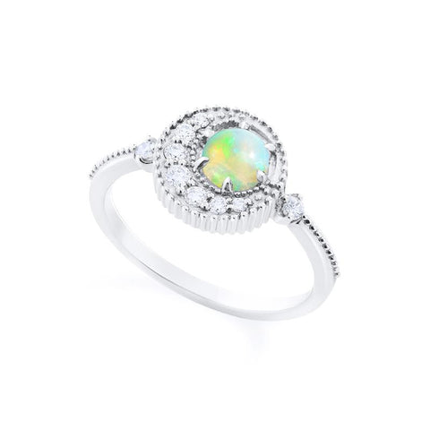 [Luna] Crescent Moon Ring in Australian Opal Women's Ring michelliafinejewelry   