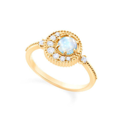 [Luna] Crescent Moon Ring in Moonstone Women's Ring michelliafinejewelry   