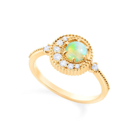 [Luna] Crescent Moon Ring in Australian Opal Women's Ring michelliafinejewelry   