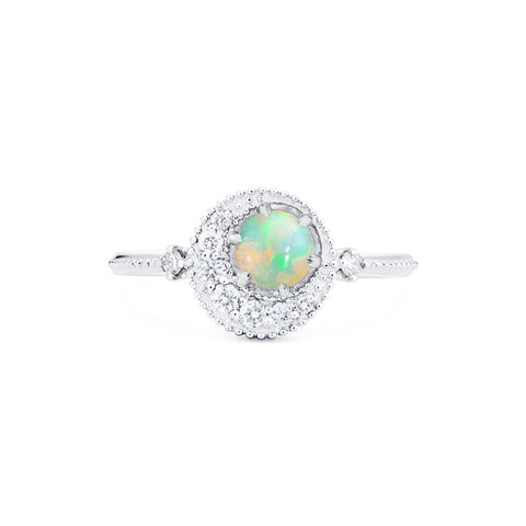 [Luna] Crescent Moon Ring in Australian Opal Women's Ring michelliafinejewelry   