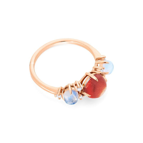 [Celestine] Interstellar Three Stone Ring in Sunstone, Moonstone, and Labradorite Women's Ring michelliafinejewelry