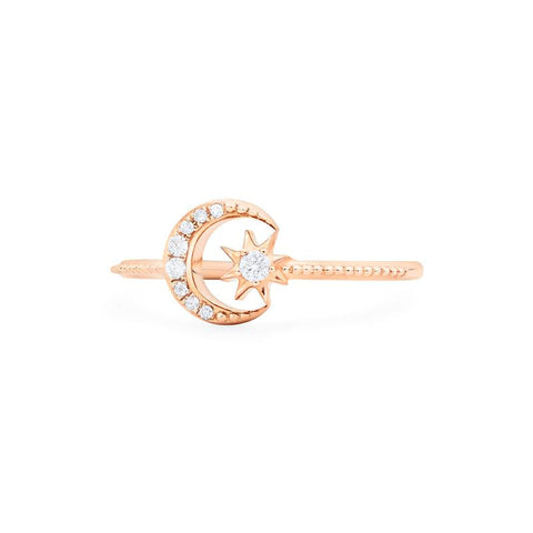 [Divina] Diamond Moon and Star Ring Women's Ring michelliafinejewelry   