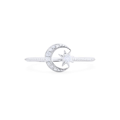 [Divina] Diamond Moon and Star Ring Women's Ring michelliafinejewelry   