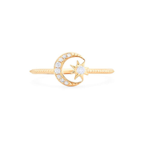[Divina] Diamond Moon and Star Ring Women's Ring michelliafinejewelry   