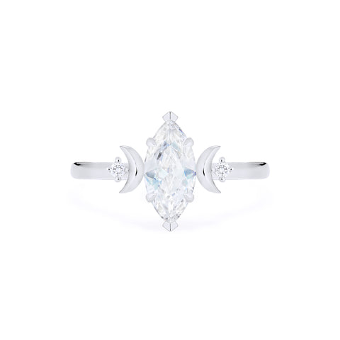 [Cressida] Moon Goddess Marquise Engagement Ring in Diamond / Moissanite Women's Ring michelliafinejewelry   