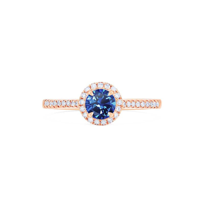 [Nova] Petite Halo Diamond Ring in Lab Blue Sapphire Women's Ring michelliafinejewelry   