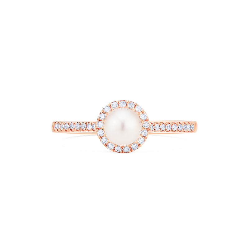 [Nova] Petite Halo Diamond Ring in Akoya Pearl Women's Ring michelliafinejewelry   