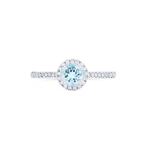 [Nova] Petite Halo Diamond Ring in Aquamarine Women's Ring michelliafinejewelry   
