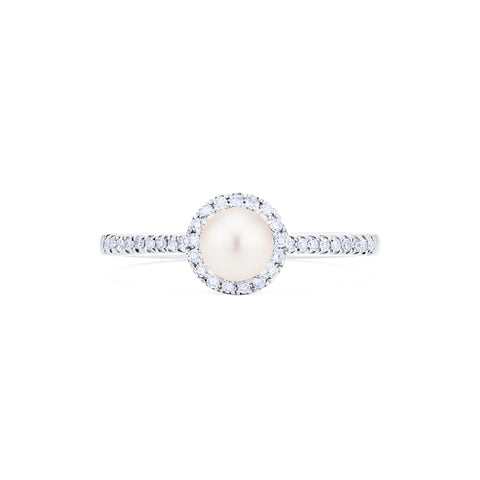 [Nova] Petite Halo Diamond Ring in Akoya Pearl Women's Ring michelliafinejewelry   
