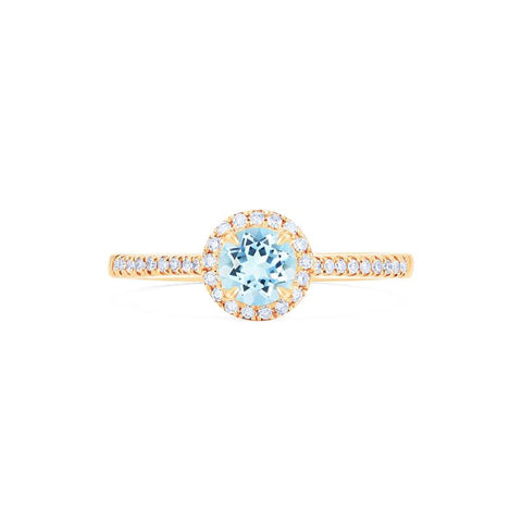 [Nova] Petite Halo Diamond Ring in Aquamarine Women's Ring michelliafinejewelry   