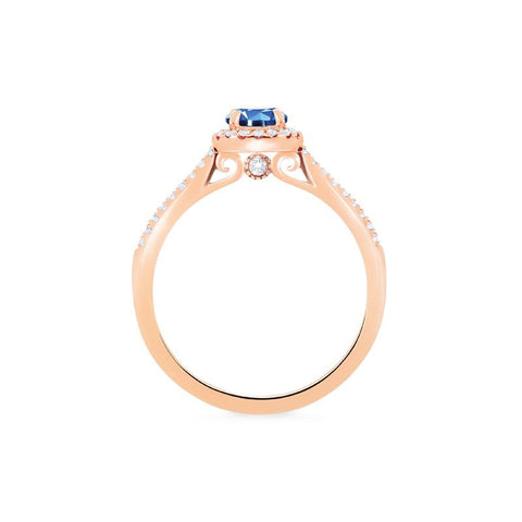 [Nova] Petite Halo Diamond Ring in Lab Blue Sapphire Women's Ring michelliafinejewelry   