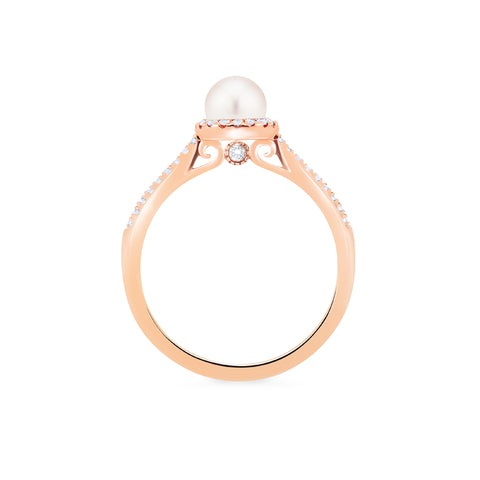 [Nova] Petite Halo Diamond Ring in Akoya Pearl Women's Ring michelliafinejewelry   