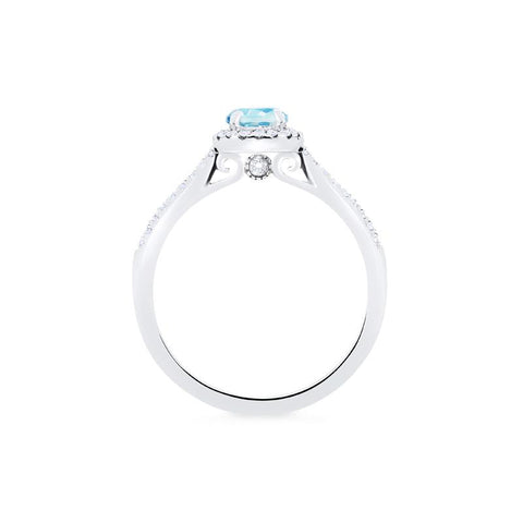 [Nova] Petite Halo Diamond Ring in Aquamarine Women's Ring michelliafinejewelry   